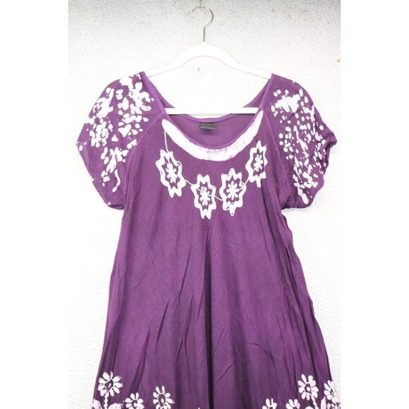 Ana & Kate Purple Embroidered Gauzy Dress/Cover-Up-Asymmetrical Hem-One Size - Picture 3 of 10